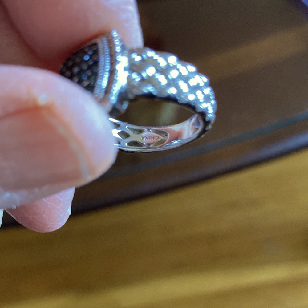 BLUE DIAMOND STERLING RING - Picture 5 of 6